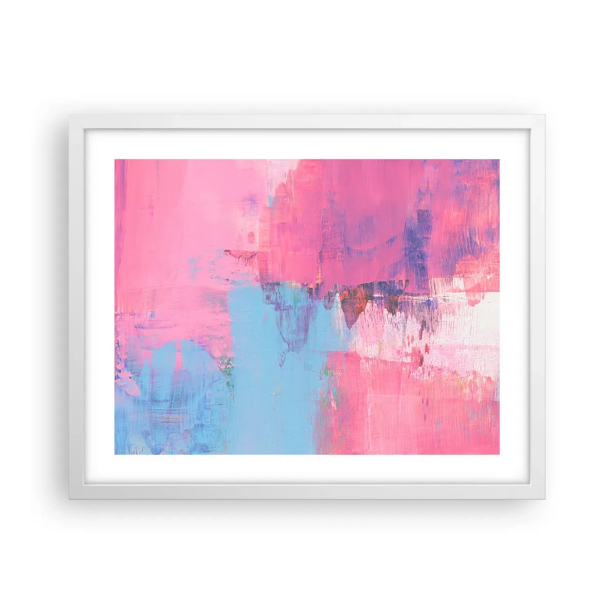 Plakat w białej ramie - Róż, błękit i szczypta światła - 50x40 cm