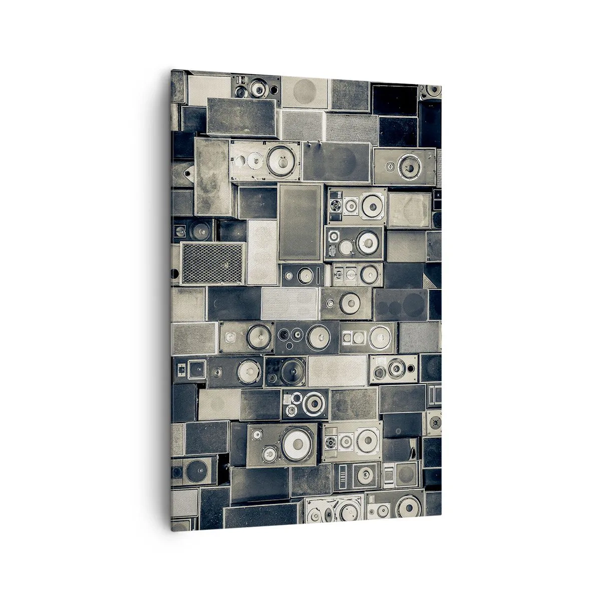 Obraz na płótnie - Kolekcja głośników w stylu retro - 80x120cm - I wszystko gra - Nowoczesna dekoracja ścienna do salonu i sypialni ARTTOR