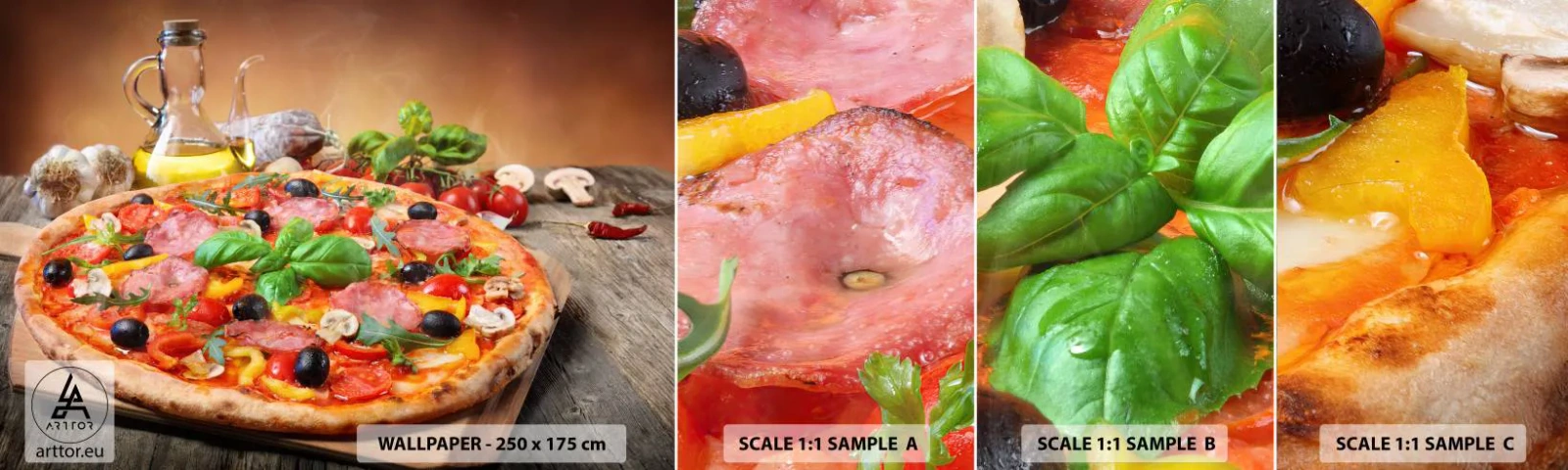 Fototapeta Próbka Samoprzylepna Deluxe Sticker - Z prawdziwie włoskim smakiem - Gastronomia, Pizza, Włochy - 100x30 cm