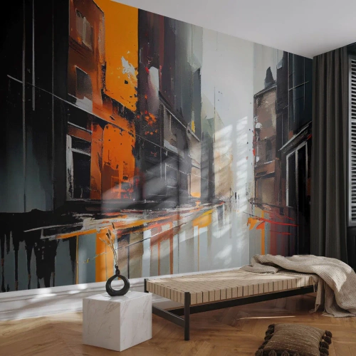 Fototapeta Samoprzylepna Deluxe Sticker - Deszczowy dzień - Architektura, Sztuka Nowoczesna, Miasto - 100x70 cm