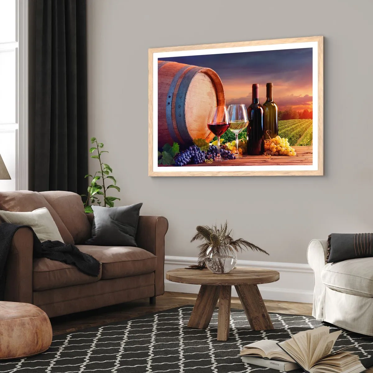 Plakat w ramie jasny dąb - Tu życie ma smak - 70x50 cm