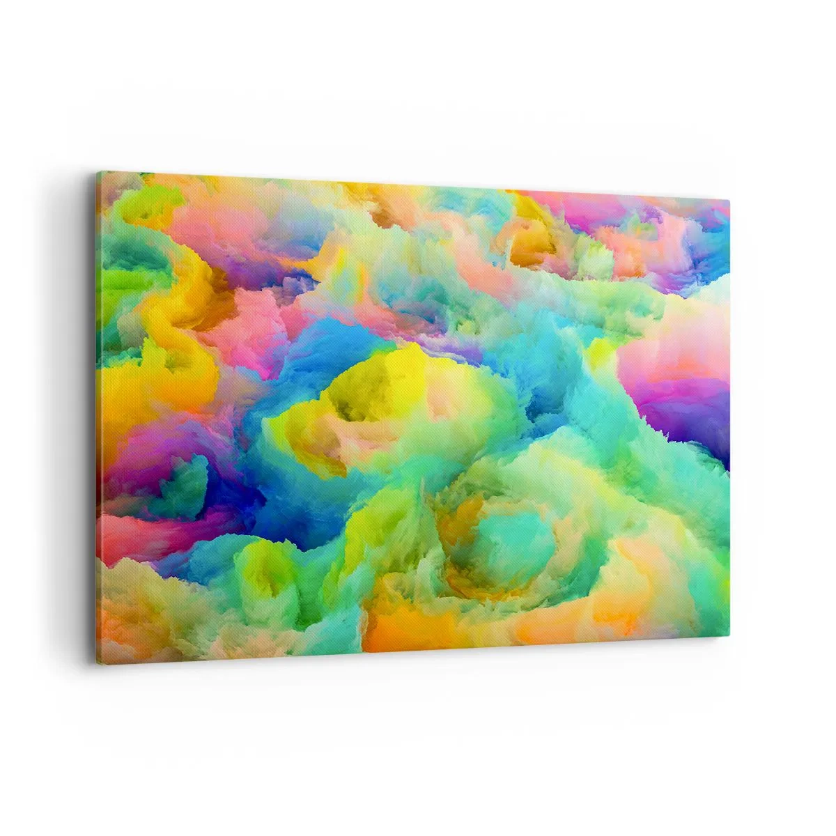 Obraz na płótnie - Abstrakcyjna kompozycja w tęczowych barwach - 100x70cm - Tęczowy puch - Nowoczesna dekoracja ścienna do salonu, kuchni i sypialni ARTTOR