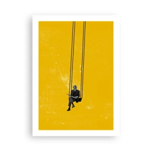 Plakat - Minimalistyczna grafika z postacią na huśtawce - 50x70cm - Dzień jak co dzień - Nowoczesna dekoracja ścienna do salonu, kuchni i sypialni ARTTOR