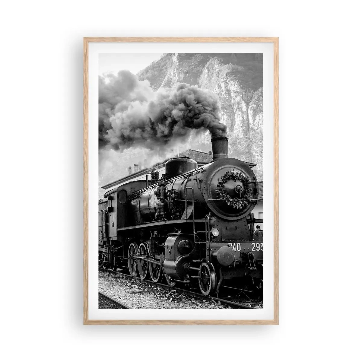 Plakat w ramie jasny dąb - Stoi na stacji… - 61x91 cm