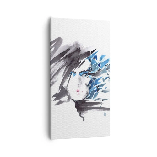 Obraz na płótnie - Portret zmysłowy w szarości i błękicie - 55x100 cm