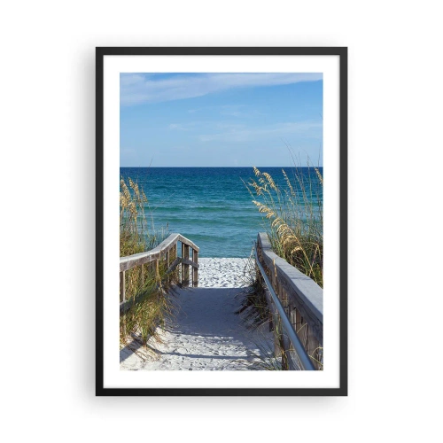 Plakat w czarnej ramie - Wejście na plażę z widokiem na morze - 50x70cm - W słońcu, na wietrze - Nowoczesna dekoracja ścienna do salonu i sypialni ARTTOR