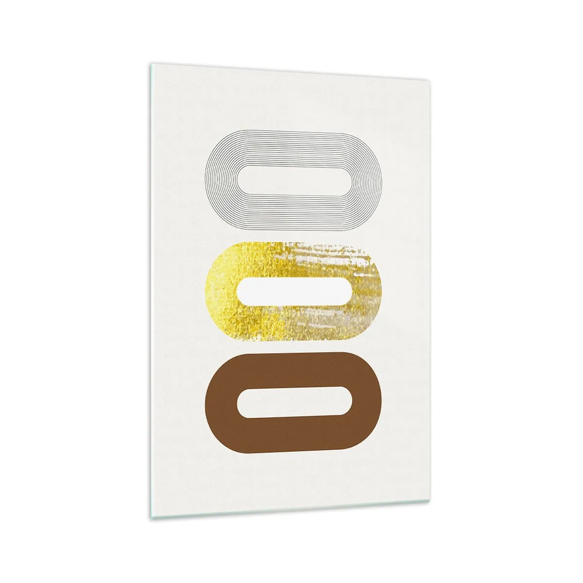 Obraz na szkle - Abstrakcyjny motyw trzech geometrycznych kształtów - 70x100cm - Ooo! - Nowoczesna dekoracja ścienna do salonu i sypialni ARTTOR