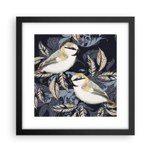 Plakat w czarnej ramie - Żółto-błękitny trel - 30x30 cm