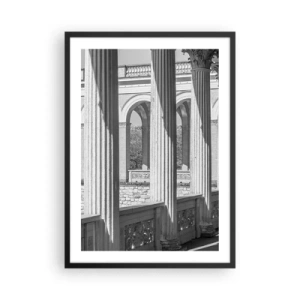 Plakat w czarnej ramie - Kolumny w architekturze z subtelnymi cieniami - 50x70cm - Słoneczna arkada - Nowoczesna dekoracja ścienna do salonu i sypialni ARTTOR