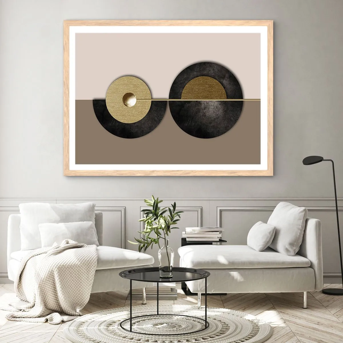 Plakat w ramie jasny dąb - Wariacje wokół koła - 70x50 cm