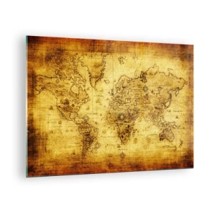 Obraz na szkle - Stara mapa świata w stylu vintage - 70x50cm - Dziwny jest ten świat - Nowoczesna dekoracja ścienna do salonu i sypialni ARTTOR