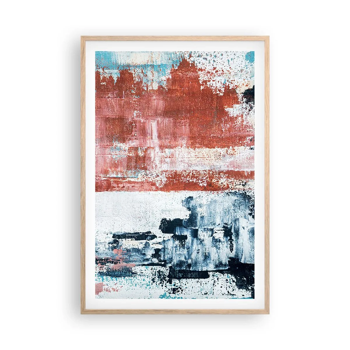 Plakat w ramie jasny dąb - Abstrakcyjne pół na pół - 61x91 cm