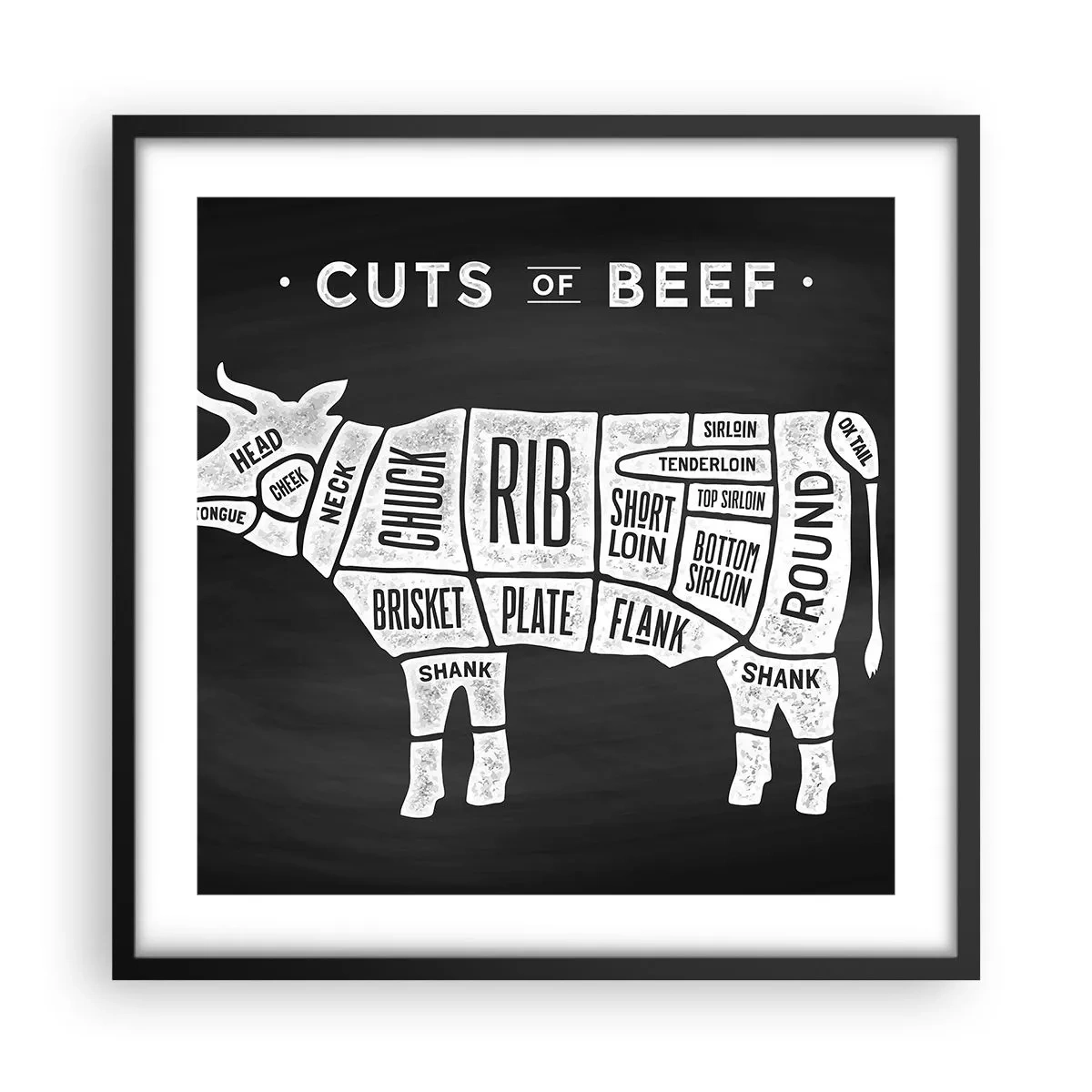 Plakat w czarnej ramie - Elementarz masarza - 50x50 cm