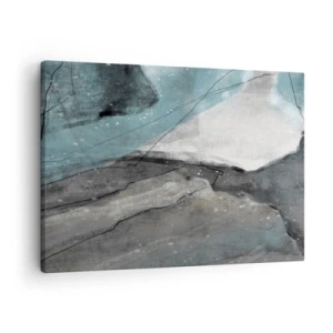 Obraz na płótnie - Abstrakcyjna kompozycja w odcieniach szarości i błękitu - 70x50cm - Abstrakcja: skały i lód - Nowoczesna dekoracja ścienna do salonu i sypialni ARTTOR