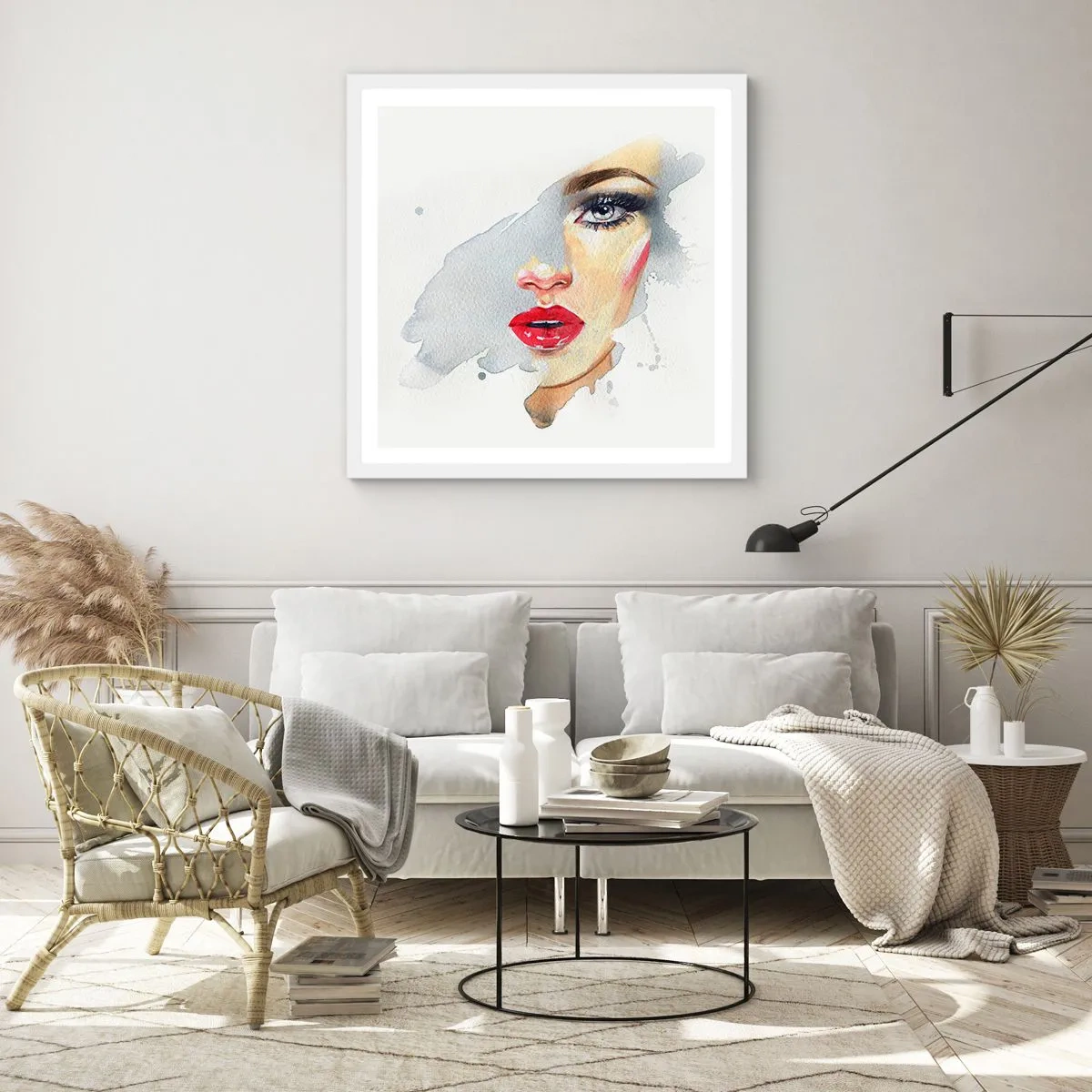 Plakat w białej ramie - Odbicie w kropli wody - 40x40 cm