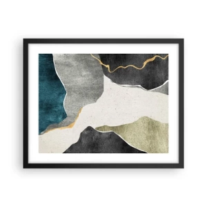 Plakat w czarnej ramie - Mozaikowa kompozycja z nitką złota - 50x40 cm