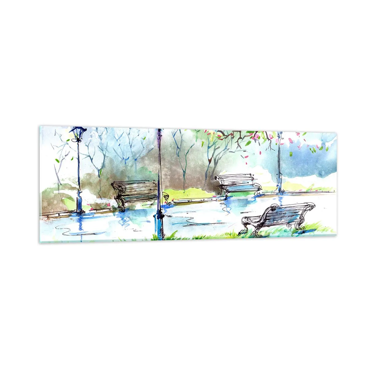 Obraz na szkle - Czar parkowej ciszy - 90x30 cm