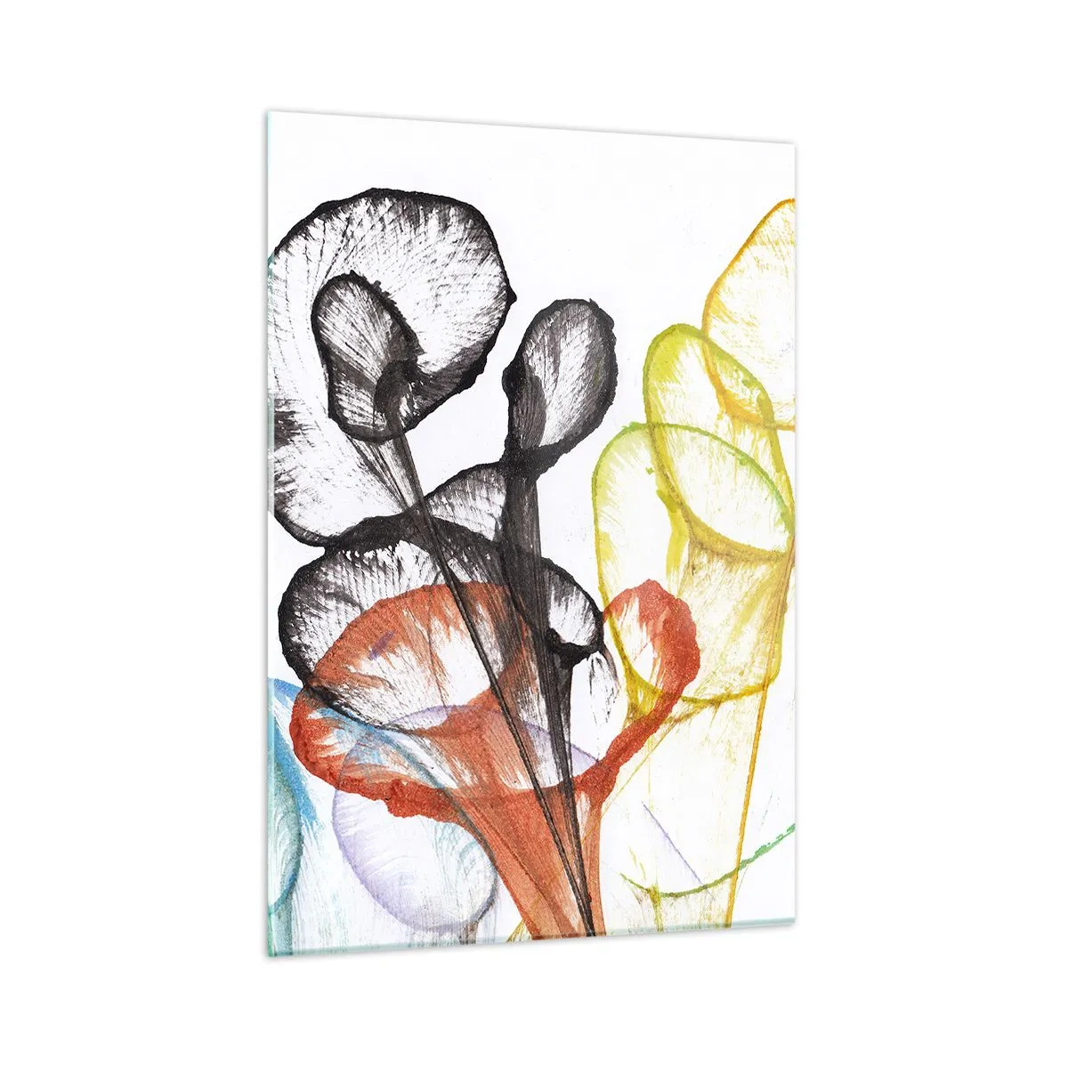 Obraz na szkle - Kolorowe, prześwitujące kwiaty w artystycznym stylu - 50x70cm - Kwiaty z duszą - Nowoczesna dekoracja ścienna do salonu, kuchni i sypialni ARTTOR