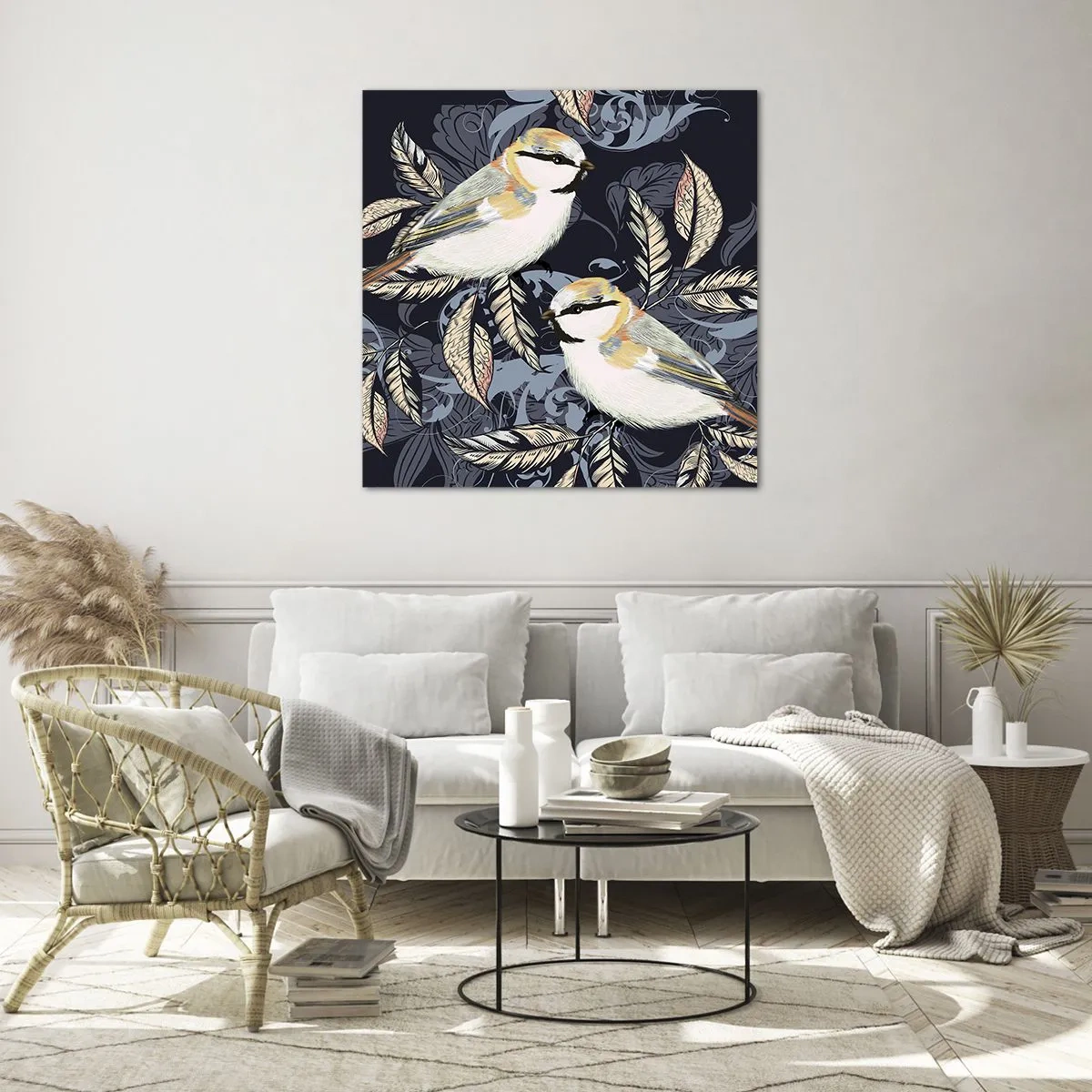 Obraz na szkle - Żółto-błękitny trel - 60x60 cm