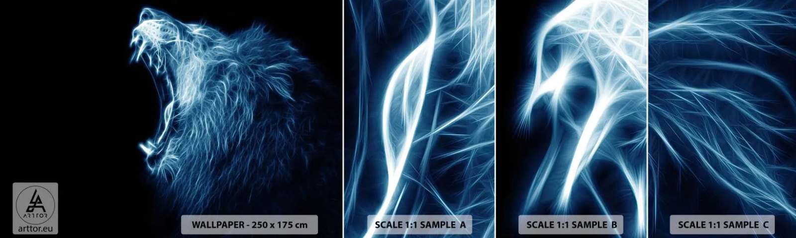 Fototapeta Próbka Samoprzylepna Deluxe Sticker - Płomienny gniew króla - Abstrakcja, Lew, Zwierzęta - 100x30 cm