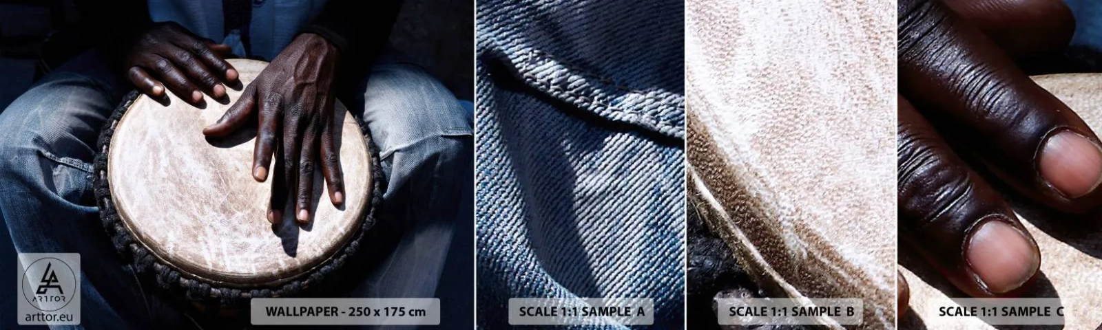 Fototapeta Próbka Standard Eco - Żyj w swoim rytmie - Bęben, Muzyka, Afryka - 100x30 cm