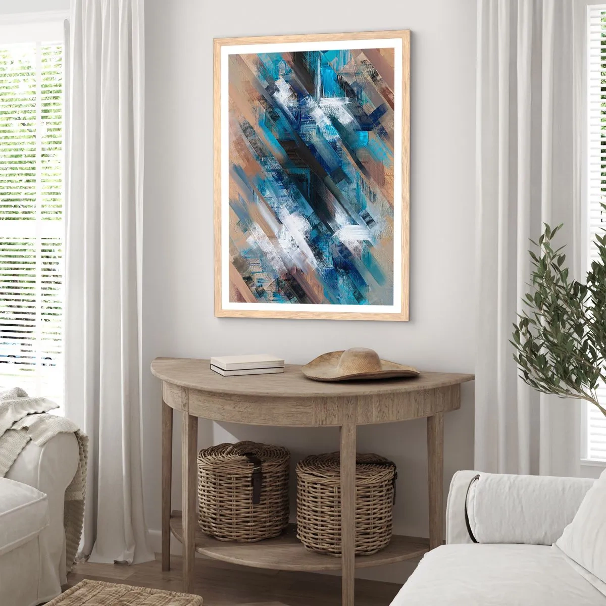 Plakat w ramie jasny dąb - Po błękitnym skosie - 70x100 cm