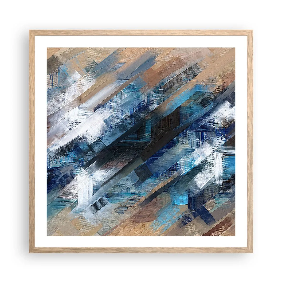Plakat w ramie jasny dąb - Po błękitnym skosie - 60x60 cm
