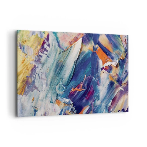 Obraz na płótnie - Kolorowa abstrakcja z fakturą farby akrylowej - 120x80cm - Zamęt koloru - Nowoczesna dekoracja ścienna do salonu, kuchni i sypialni ARTTOR