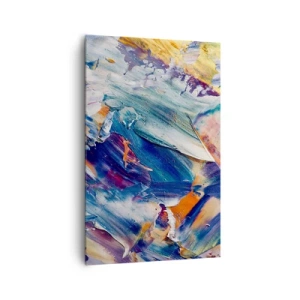 Obraz na płótnie - Kolorowa abstrakcja z fakturą farby akrylowej - 80x120cm - Zamęt koloru - Nowoczesna dekoracja ścienna do salonu i sypialni ARTTOR