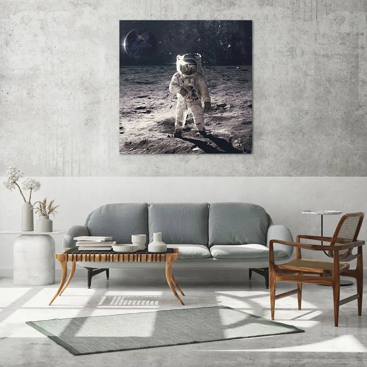 Obraz na szkle - Pozdrowienia z Księżyca - 70x70 cm