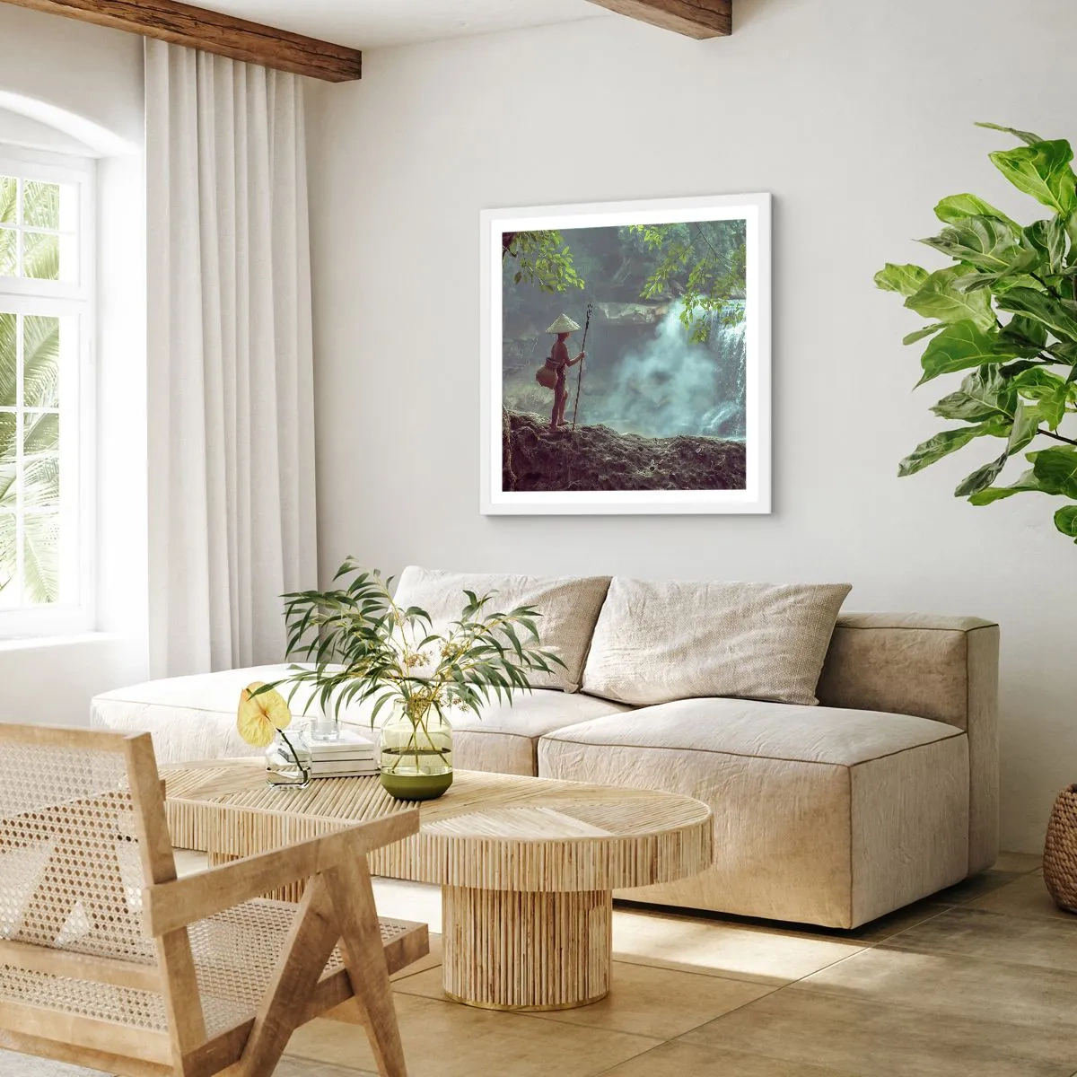 Plakat w białej ramie - Zaprzyjaźniony z naturą - 30x30 cm