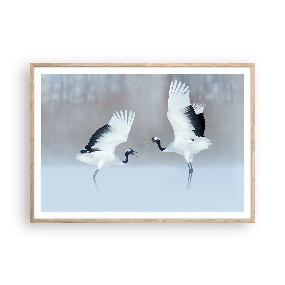 Plakat w ramie jasny dąb - Taniec we mgle - 100x70 cm