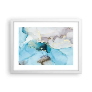 Plakat w białej ramie - Studium spotkania szarości z turkusem - 40x30 cm