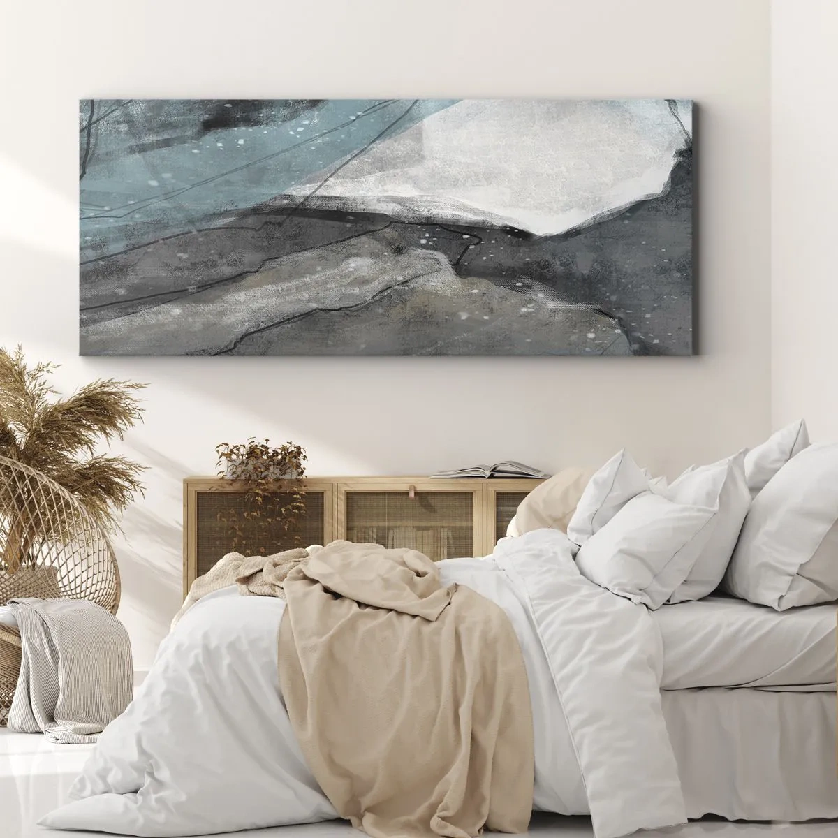 Obraz na płótnie - Abstrakcja: skały i lód - 100x40 cm