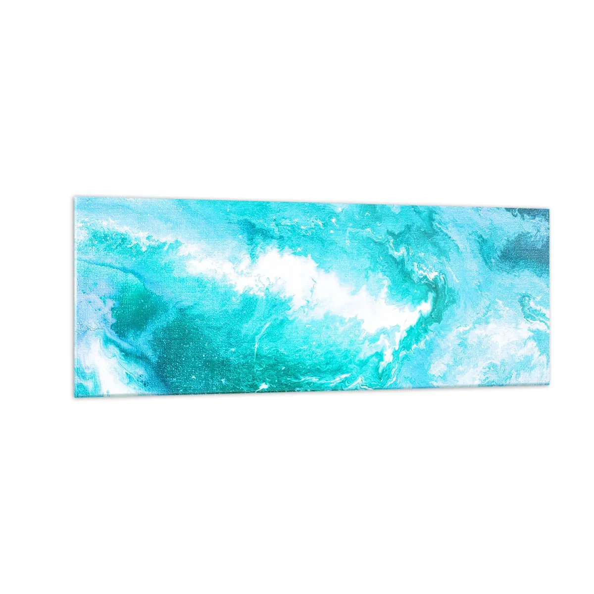 Obraz na szkle - Abstrakcyjny wir w odcieniach błękitu - 140x50cm - W jądrze żywiołu - Nowoczesna dekoracja ścienna do salonu i sypialni ARTTOR