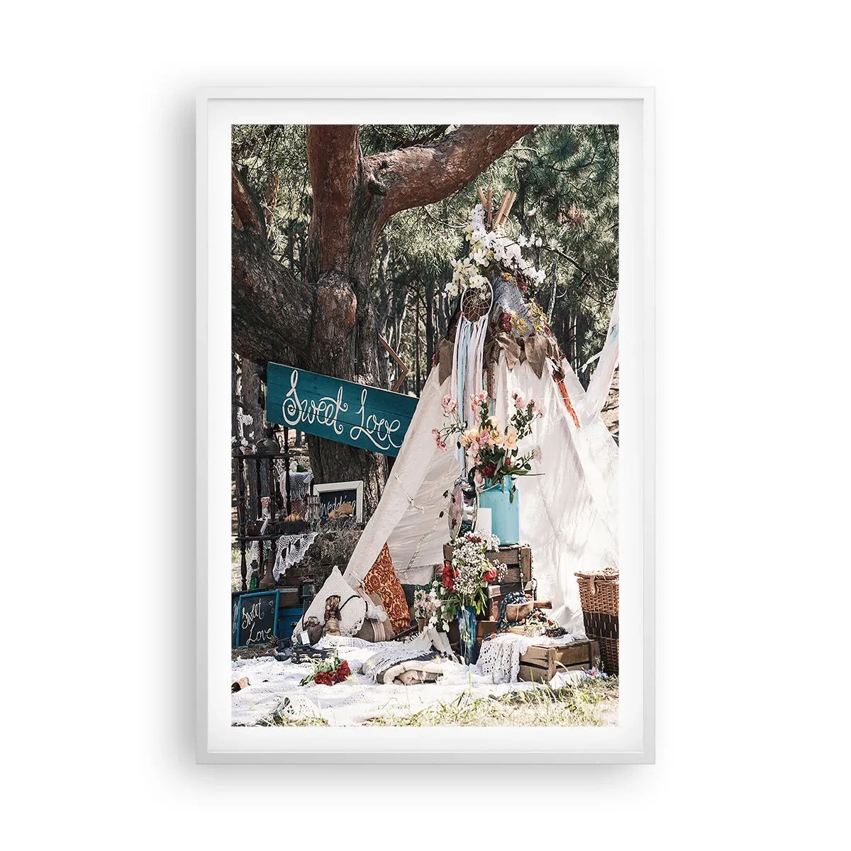 Plakat w białej ramie - Make love… - 61x91 cm