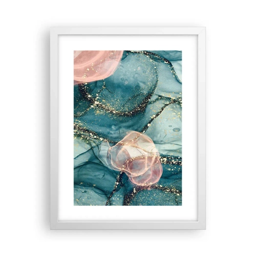 Plakat w białej ramie - Jedwabny błękit, tiulowy róż - 30x40 cm