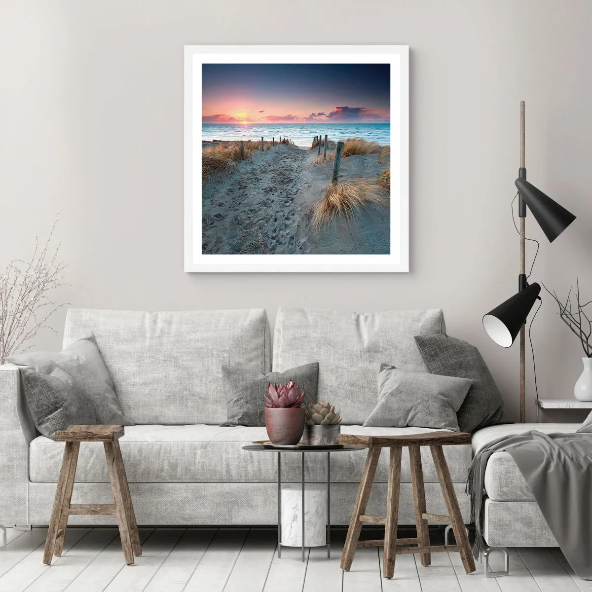 Plakat w białej ramie - Rozlałeś tęczę blasków promienistą… - 50x50 cm