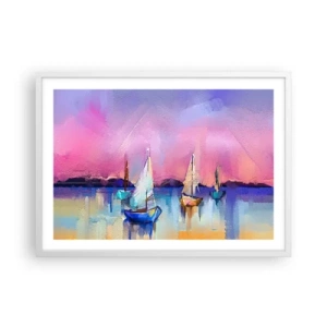 Plakat w białej ramie - Kierunek: szerokie wody - 70x50 cm