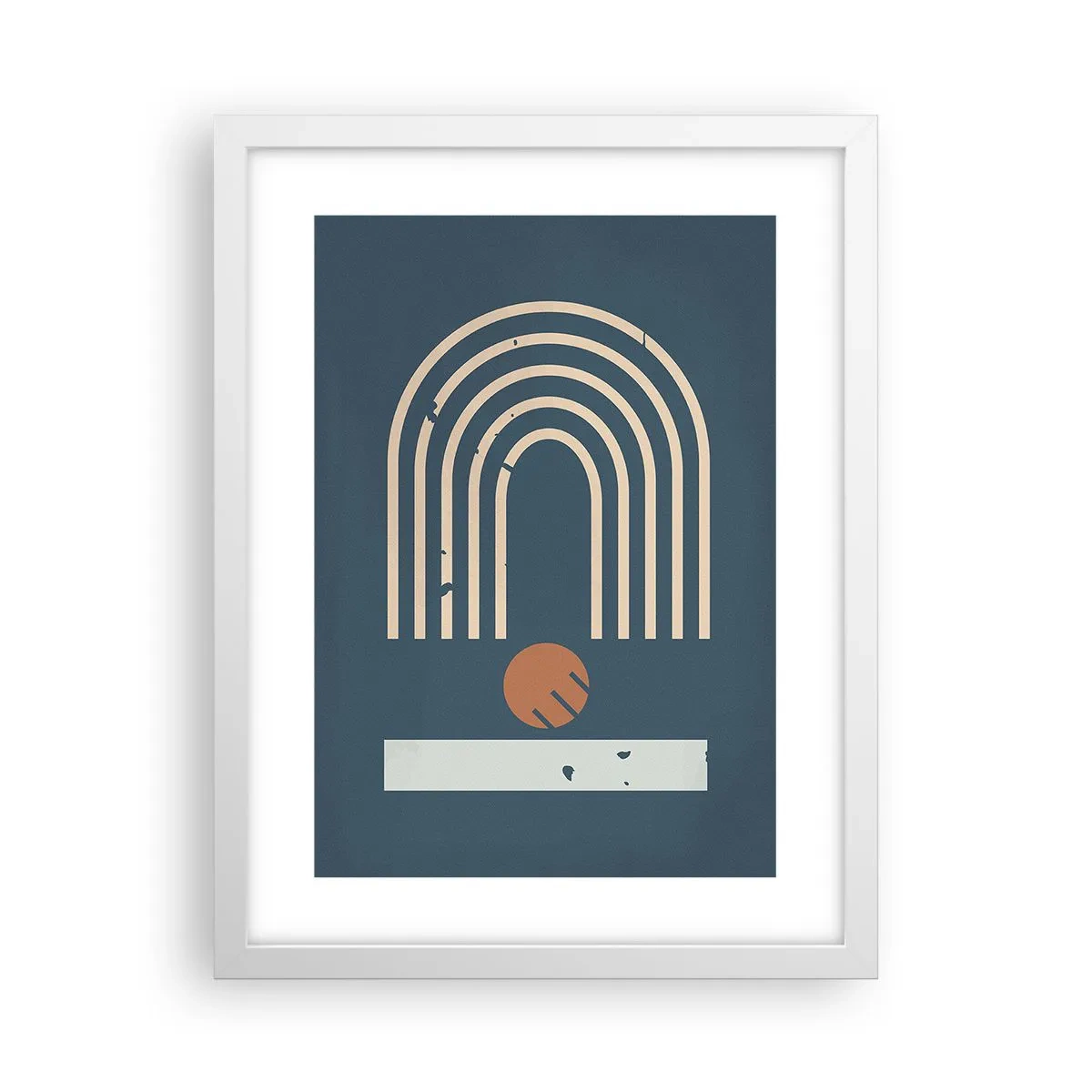 Plakat w białej ramie - Geometria na granacie - 30x40 cm