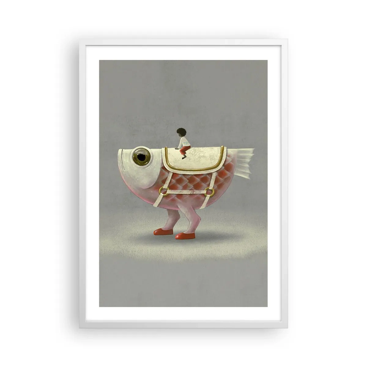 Plakat w białej ramie - Ryboński jeździec - 50x70 cm