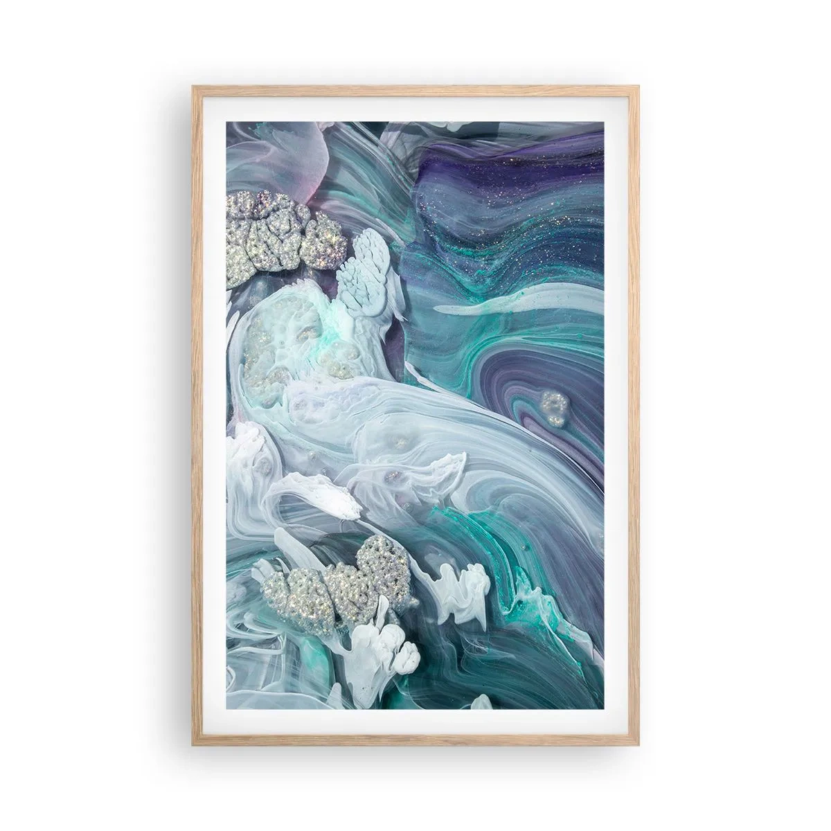 Plakat w ramie jasny dąb - Nurty błękitu - 61x91 cm