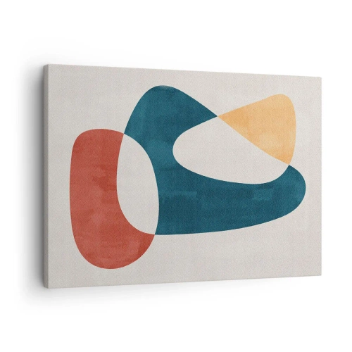 Obraz na płótnie - Abstrakcyjne kształty w harmonijnych kolorach - 70x50cm - Wpływy i metamorfozy - Nowoczesna dekoracja ścienna do salonu i sypialni ARTTOR