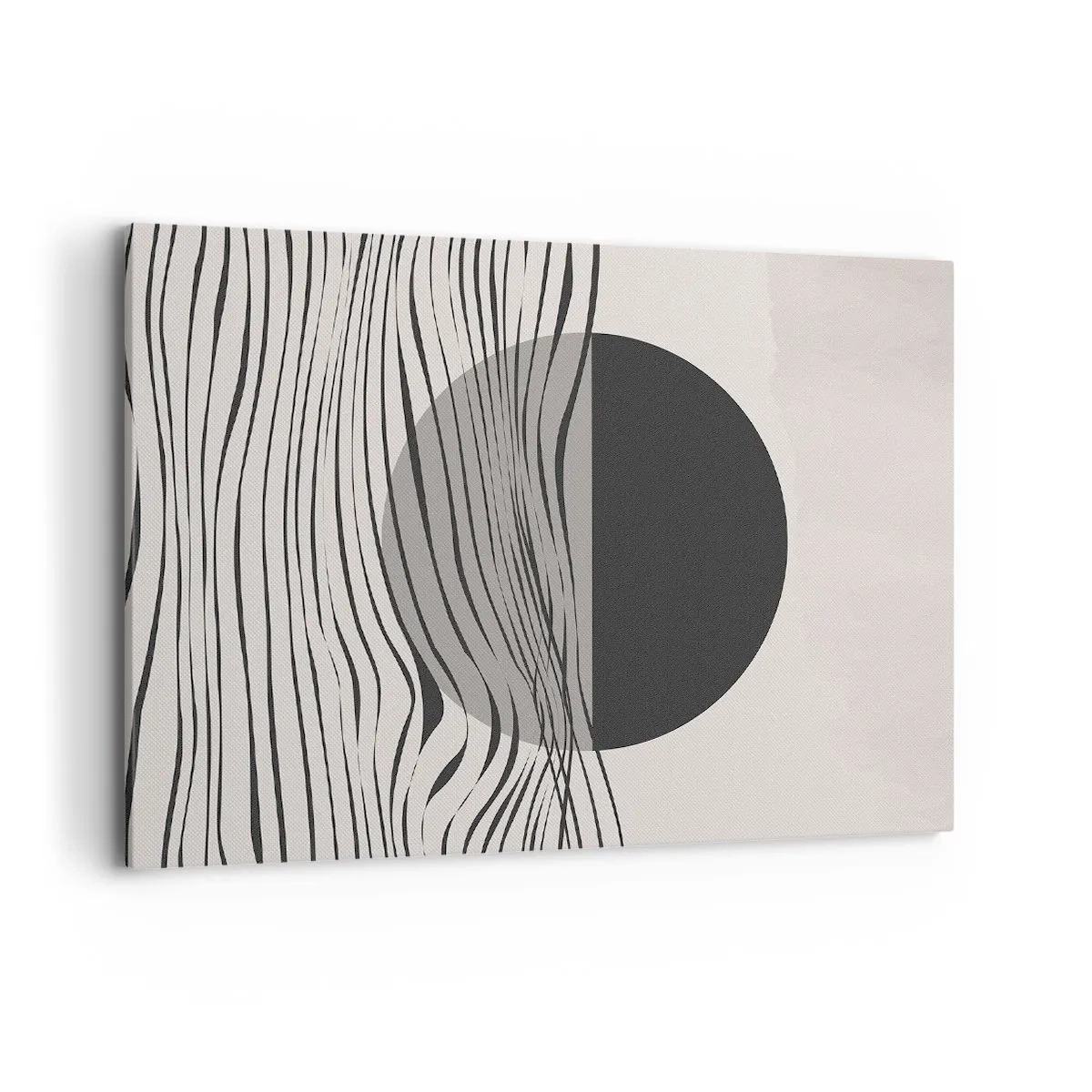 Obraz na płótnie - Abstrakcyjne linie i geometryczne kształty w stonowanych barwach - 100x70cm - Kompozycja połowiczna - Nowoczesna dekoracja ścienna do salonu, kuchni i sypialni ARTTOR