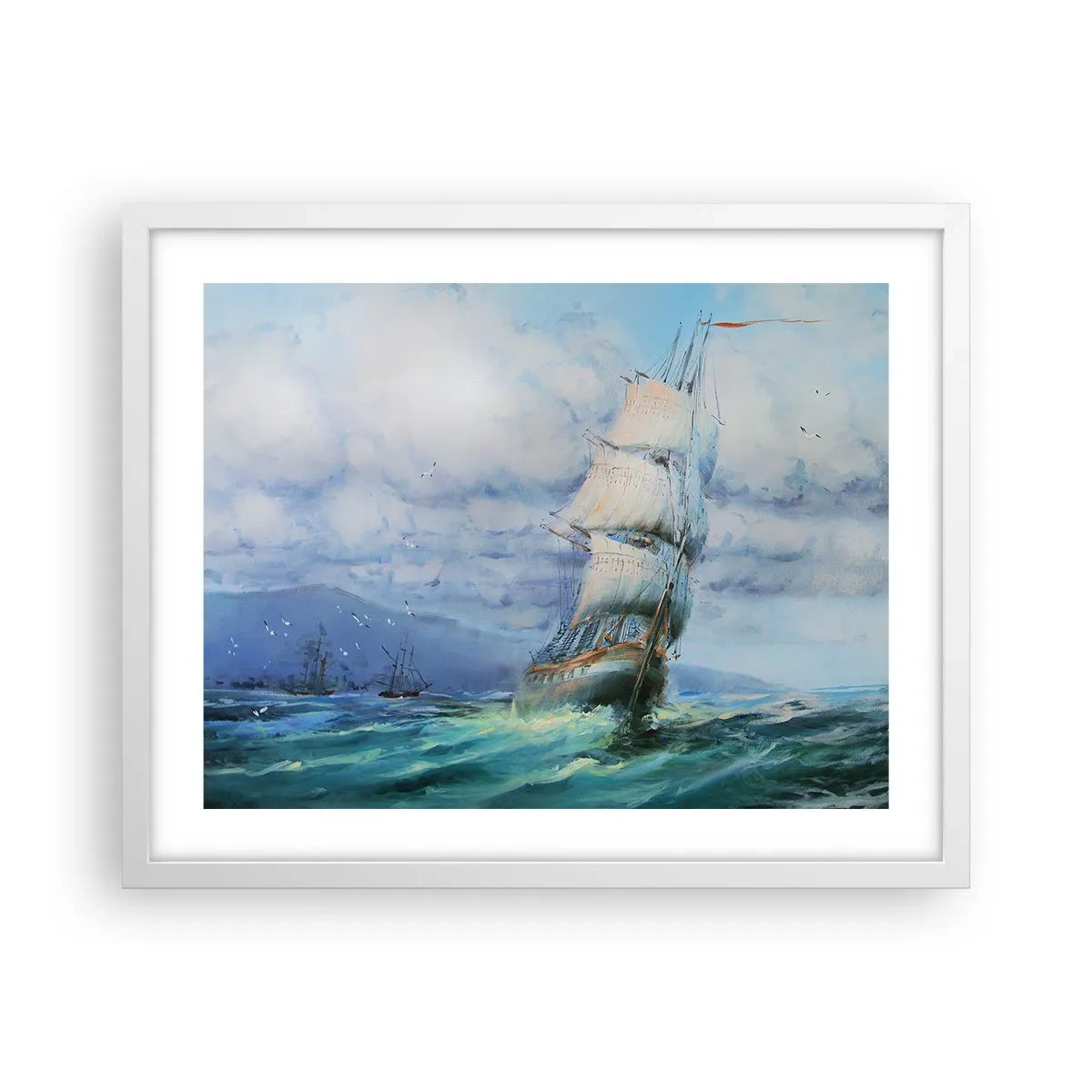 Plakat w białej ramie - Pomyślnych wiatrów - 50x40 cm