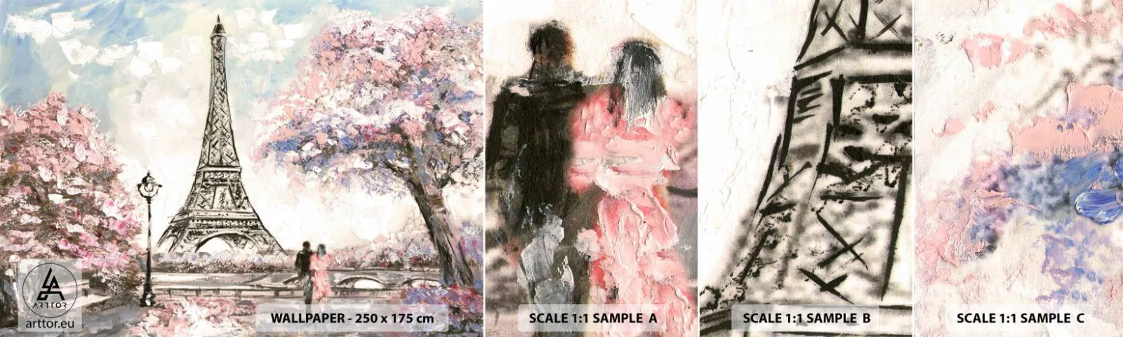 Fototapeta Próbka Samoprzylepna Deluxe Sticker - Kwietniowy spacer po Paryżu - Miasto, Wieża Eiffla, Parkowa Alejka - 100x30 cm