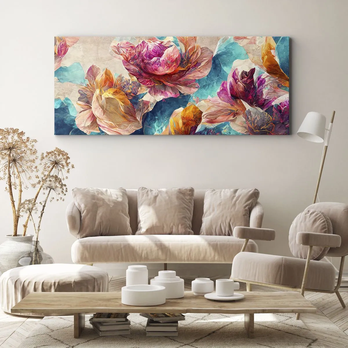Obraz na płótnie - Barwny przepych bukietu - 100x40 cm