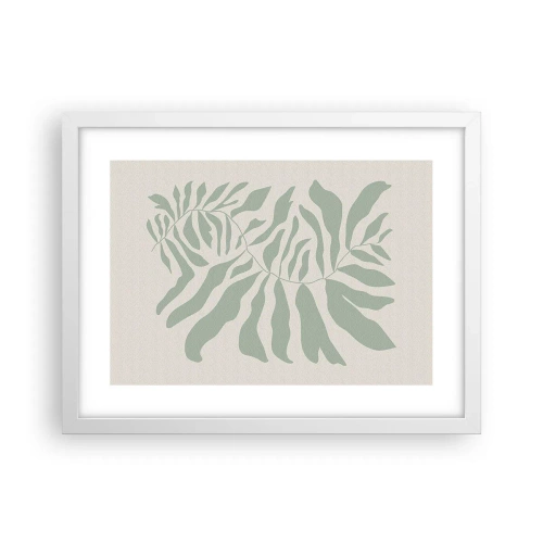 Plakat w białej ramie - Szmaragdowa gałązka - 40x30 cm