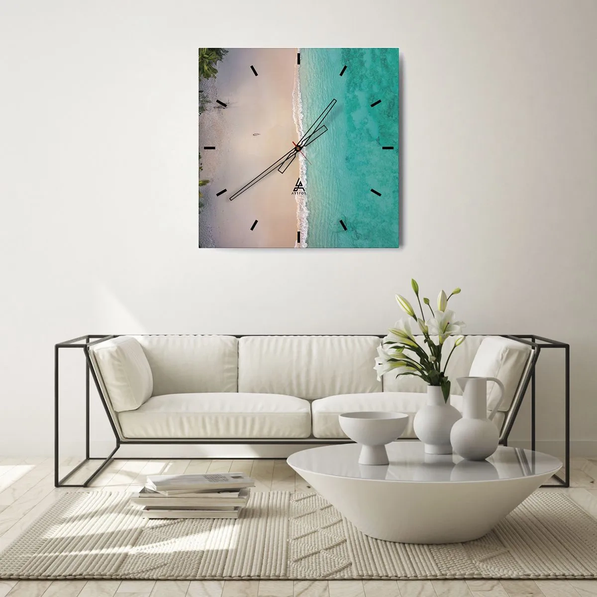 Zegar ścienny - Rajska plaża - 40x40 cm