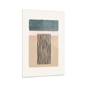 Obraz na szkle - Minimalistyczne formy geometryczne w beżowych i zielonych odcieniach - 70x100cm - Wszystko w porządku - Nowoczesna dekoracja ścienna do salonu i sypialni ARTTOR